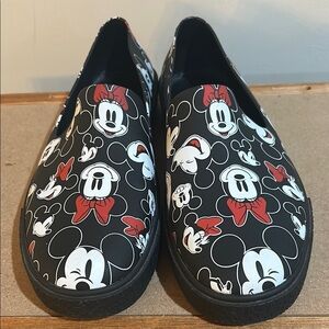 Melissa X Disney Minnie Mouse Slip-On Shoes - Black and white with Red bows